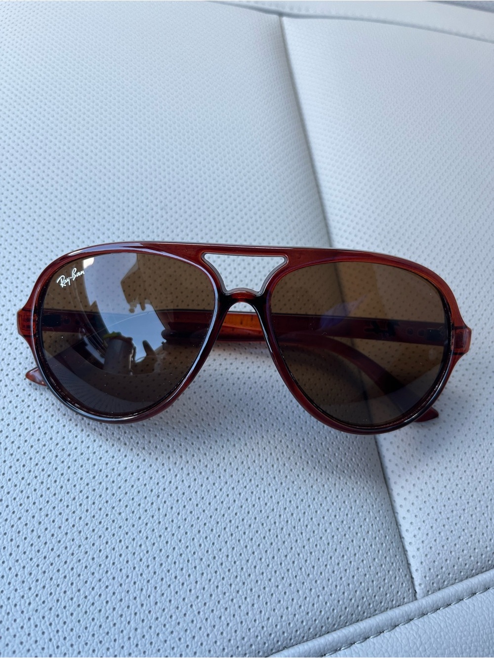 Ray-Ban Men's Brown Transparent Frame Aviator Sunglasses